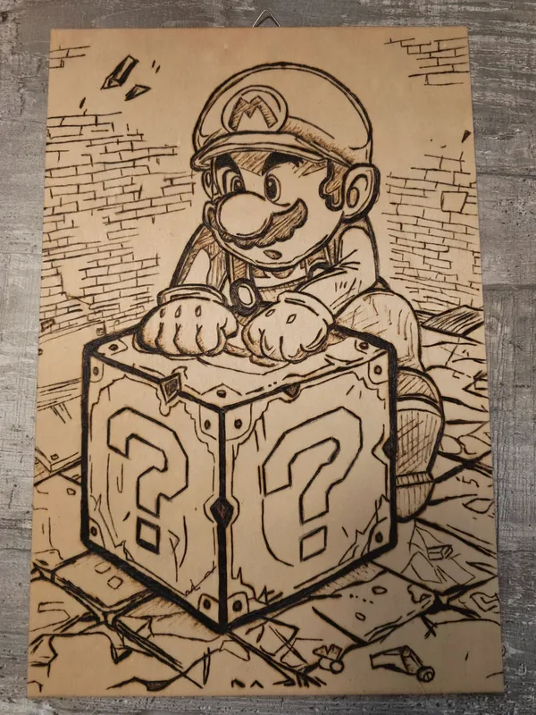 quadro super mario nintendo in legno formato a4