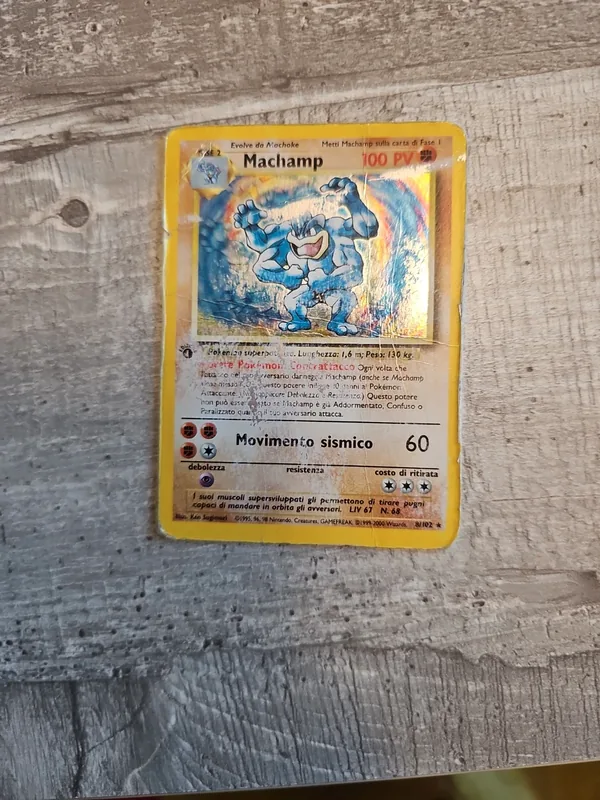 Machamp base set prima edizione distrutto pokemon